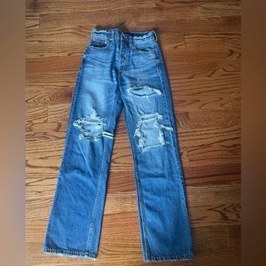 dark washed aeropostale ripped jeans
